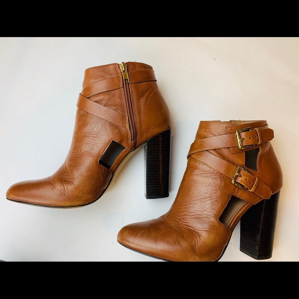 Atwell Cognac Cut-Out Booties Size 10
